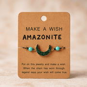 Make A Wish Stone Bracelet - Moon Collection with Natural Gemstone Beads - crystal wish bracelet - Aroma Paradise