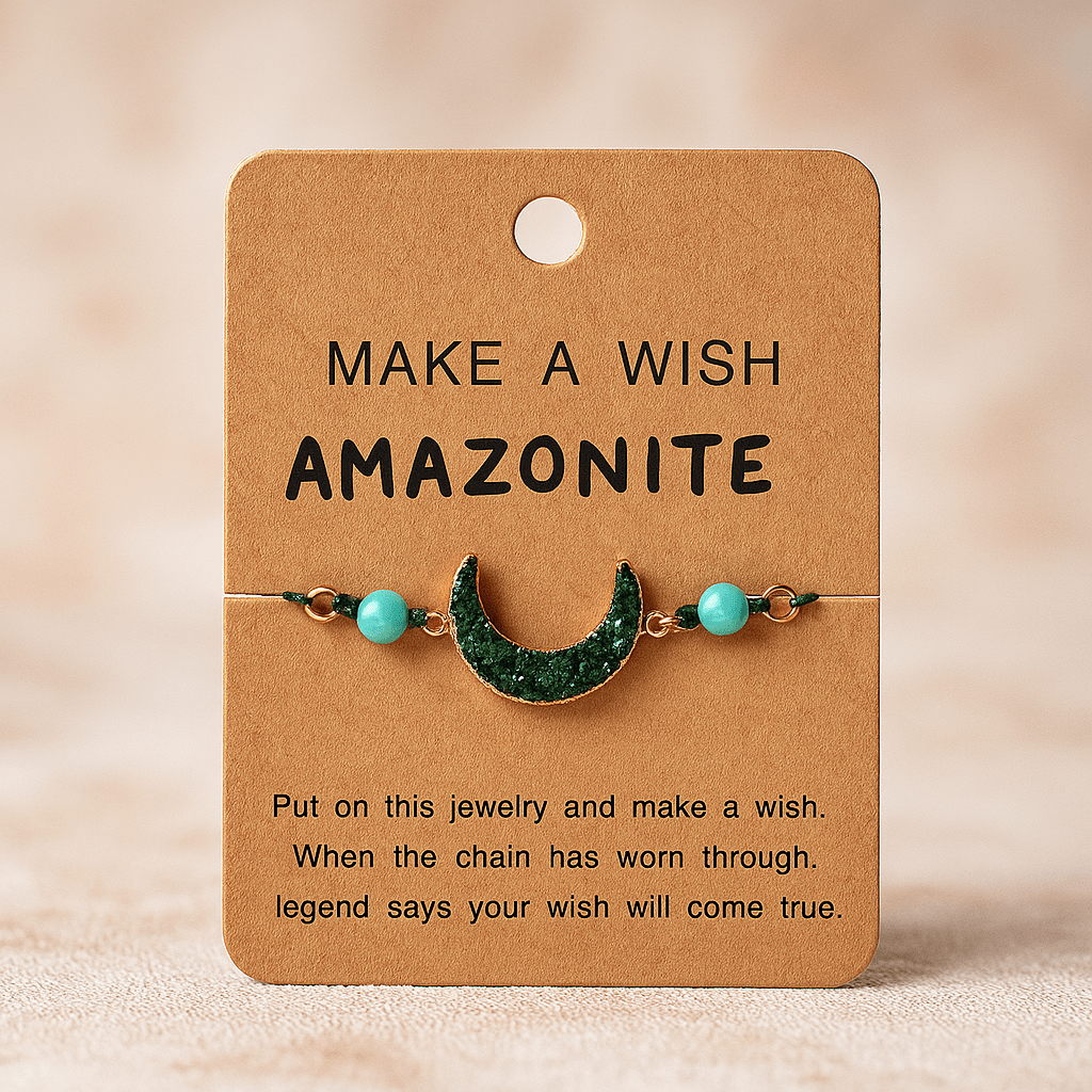 Make A Wish Stone Bracelet - Moon Collection with Natural Gemstone Beads - crystal wish bracelet - Aroma Paradise