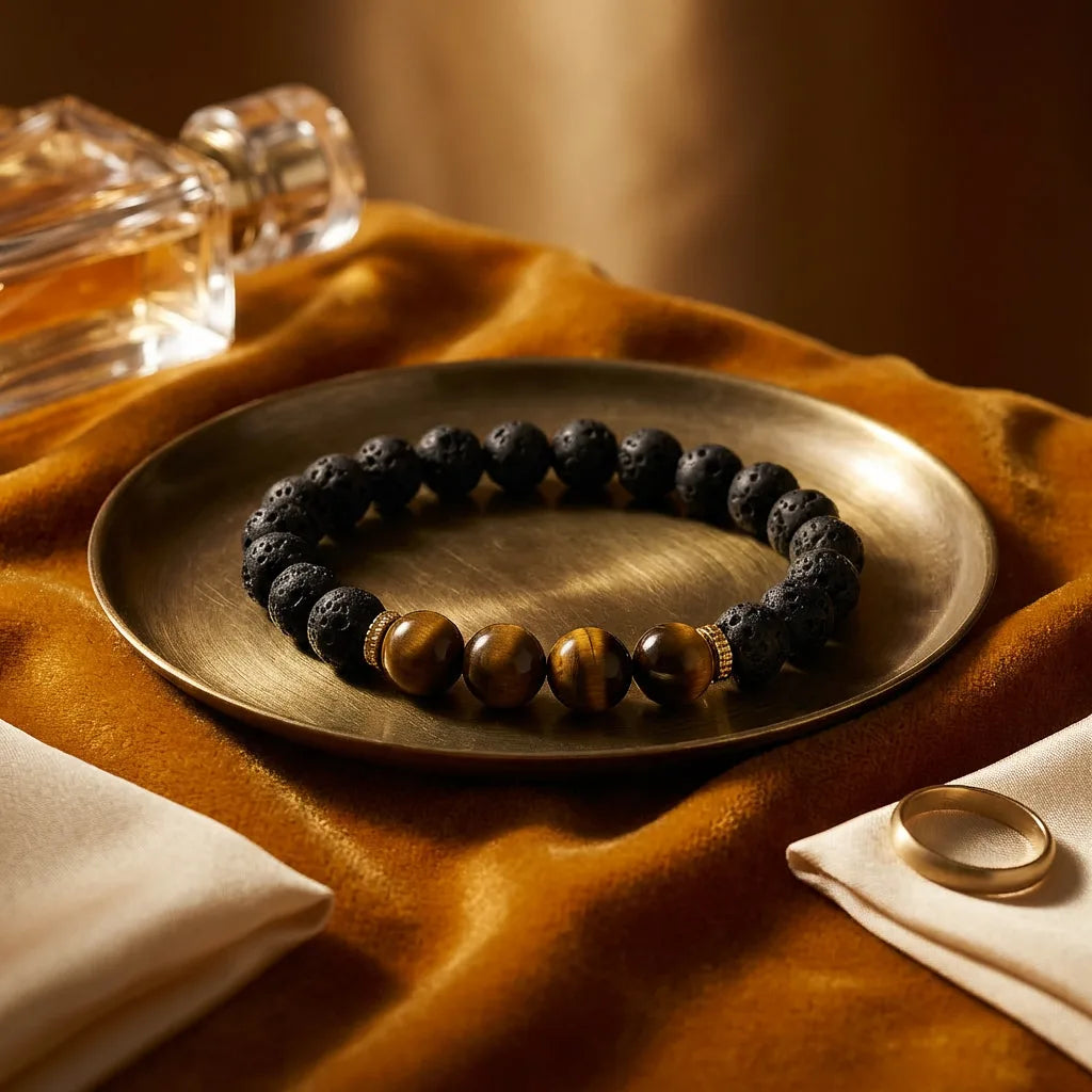 Tiger’s Eye Lava Stone Bracelet - 8mm — view 3