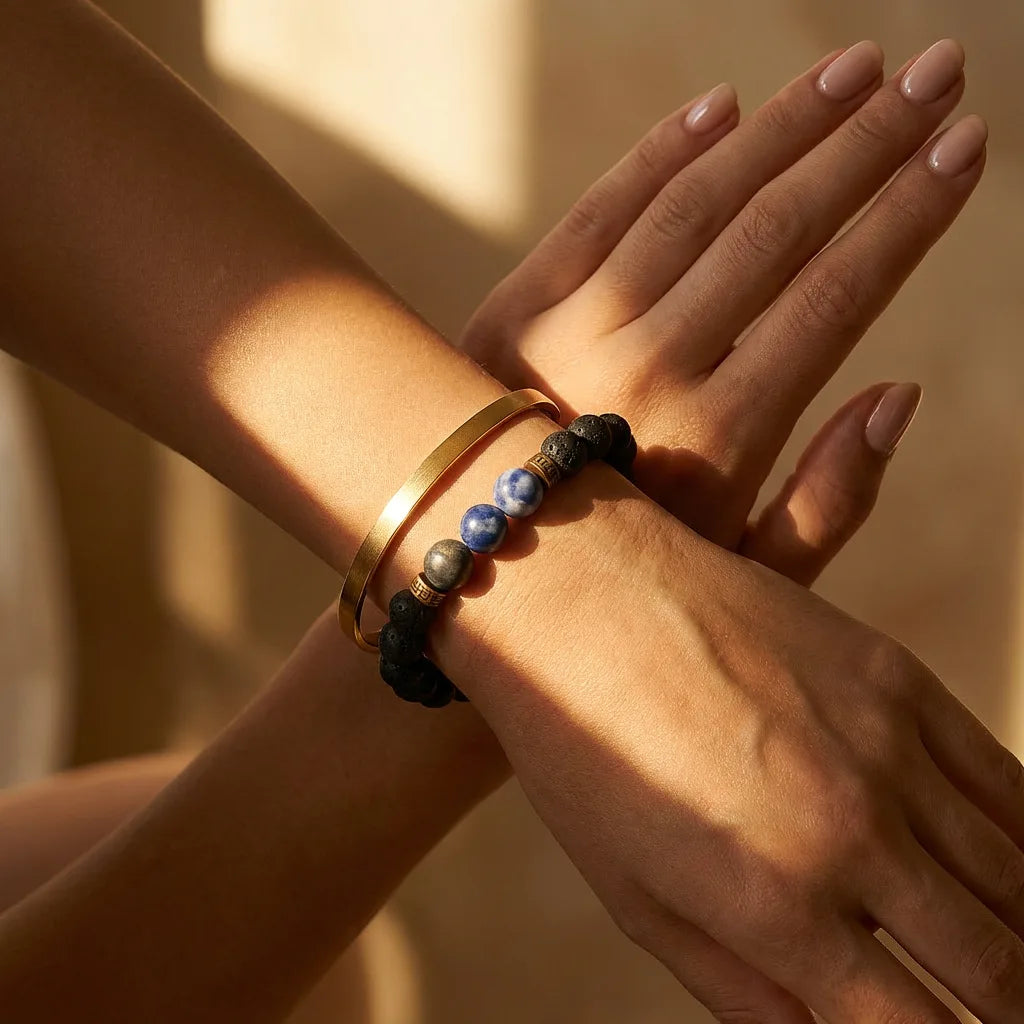 Lapis Lazuli Bracelet With Lava — view 2