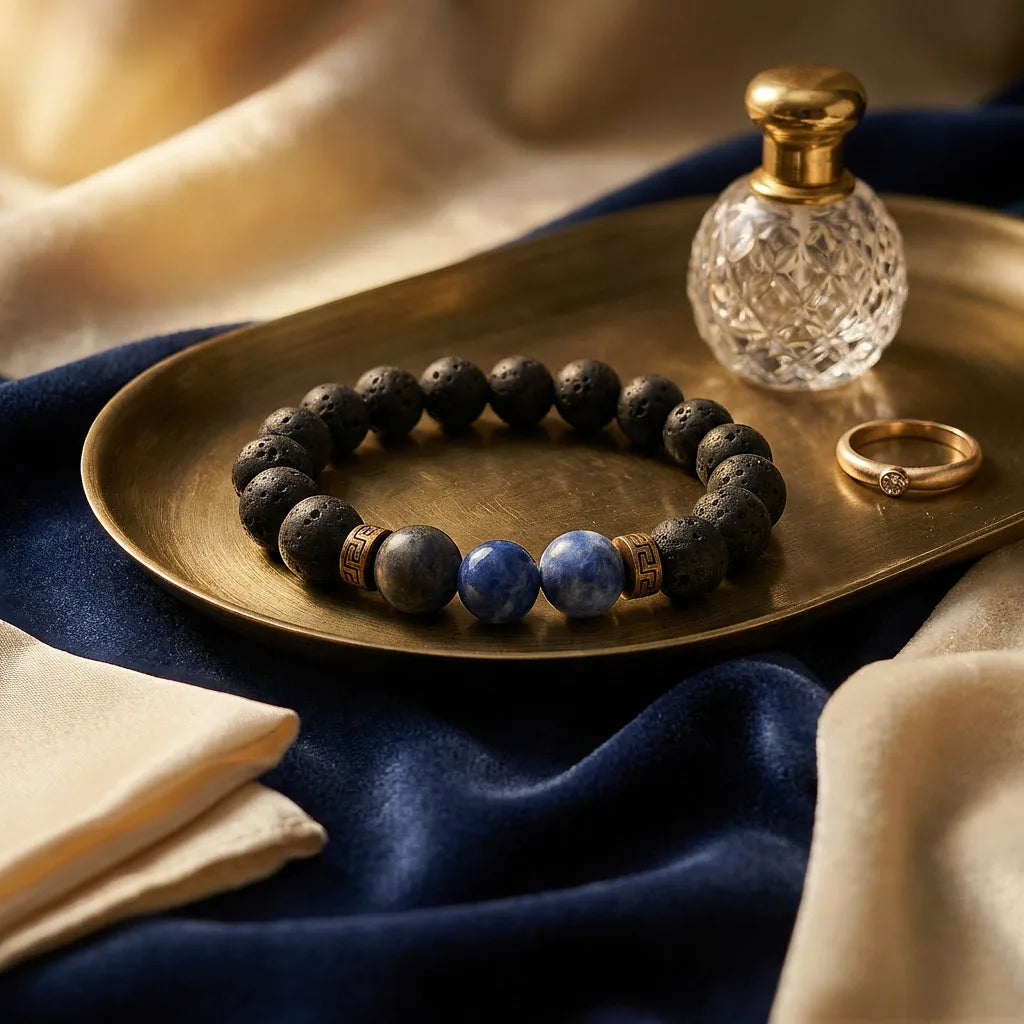 Lapis Lazuli Bracelet With Lava — view 3