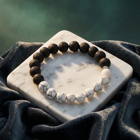 Howlite Bracelet With Lava — view 1