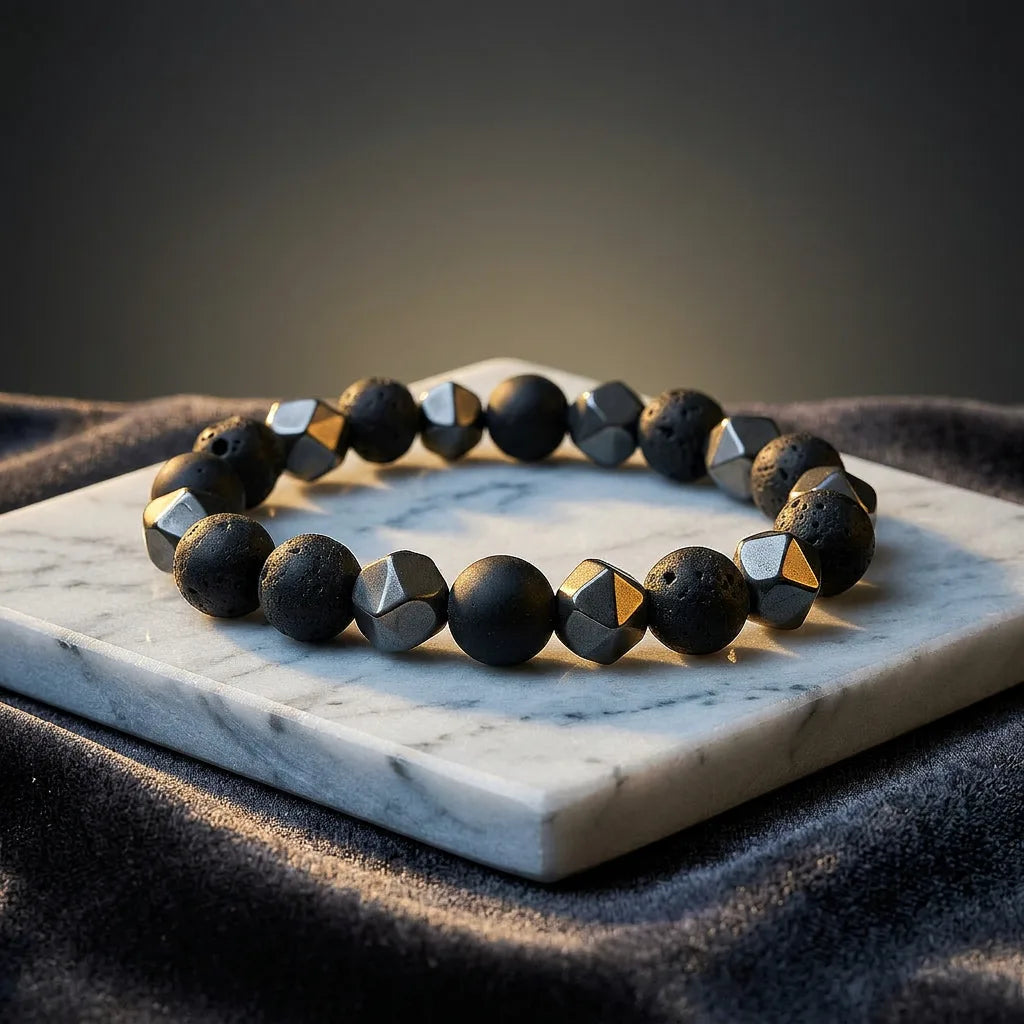 Black Onyx Lava Stone Bracelet — view 1