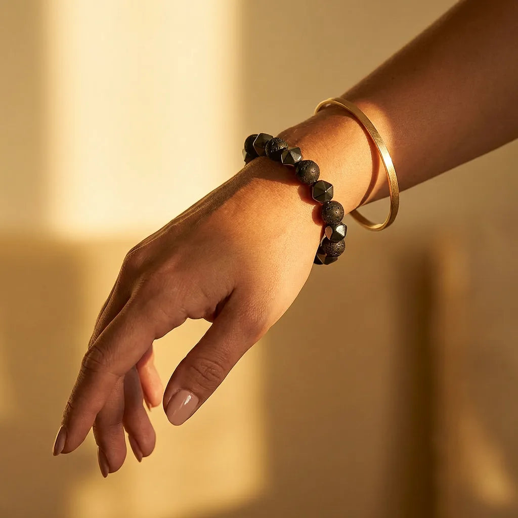 Black Onyx Lava Stone Bracelet — view 2
