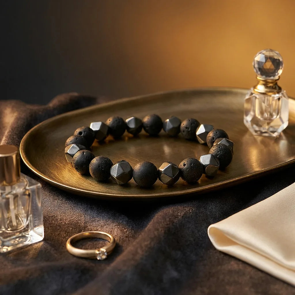 Black Onyx Lava Stone Bracelet — view 3