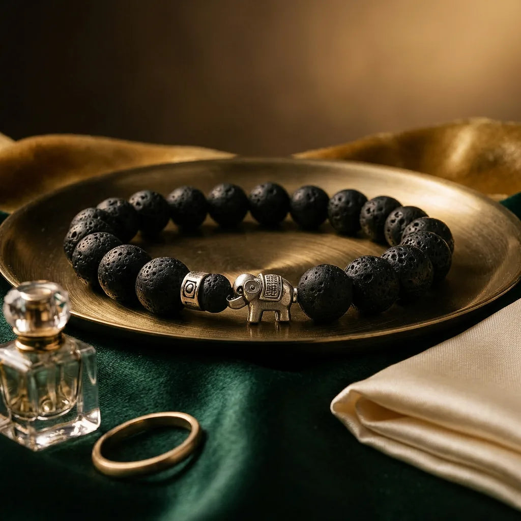 Elephant Bracelet With Lava Stone - 10mm — view 3