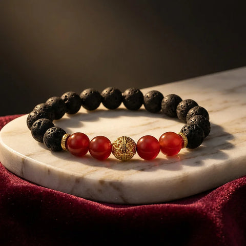 Red Agate Lava Stone Bracelet — view 1