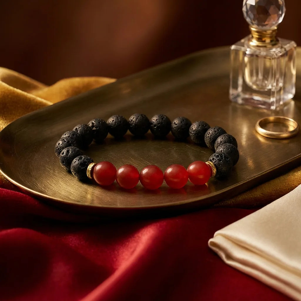Red Agate Lava Stone Bracelet — view 3