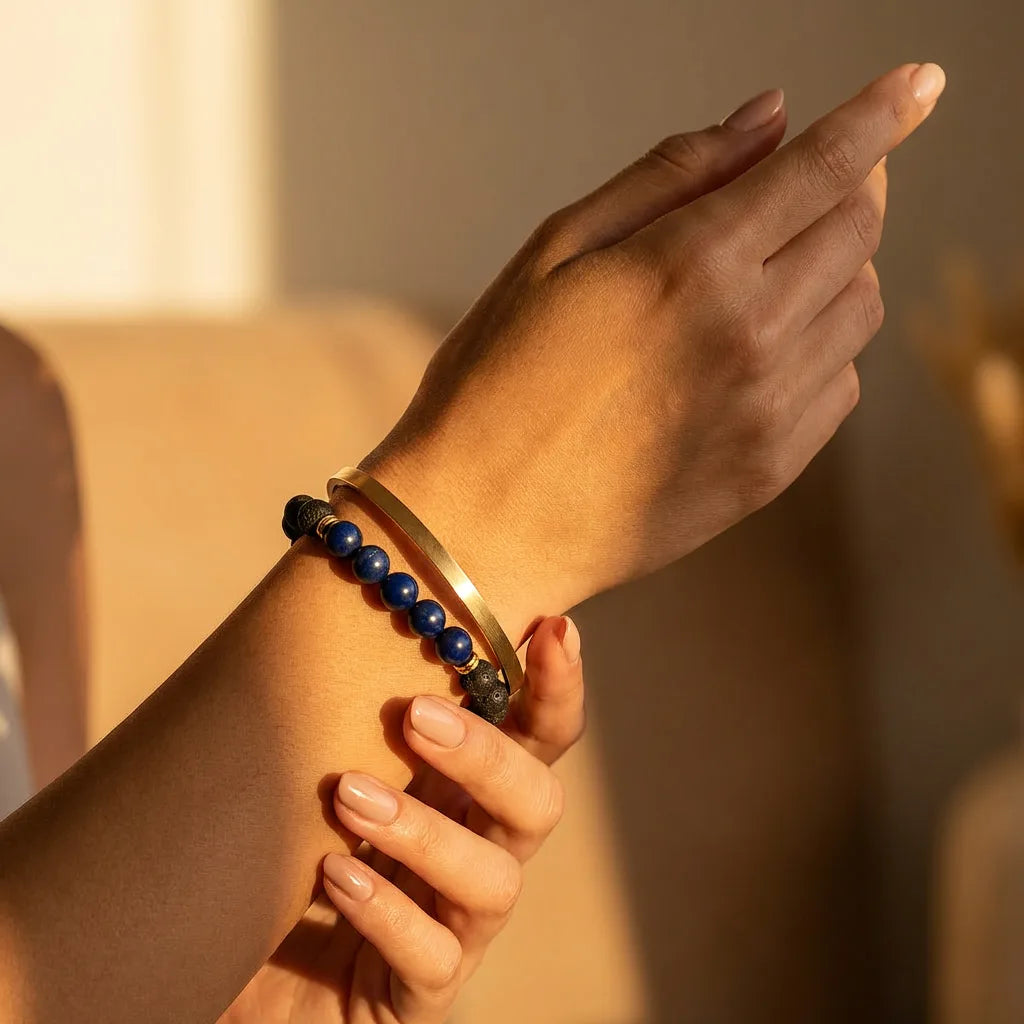 Lapis Lazuli Lava Stone Bracelet — view 2