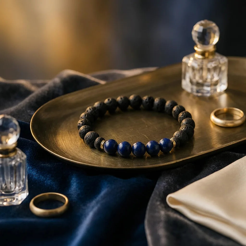 Lapis Lazuli Lava Stone Bracelet — view 3