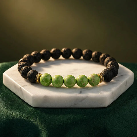 Green Aventurine Lava Stone Bracelet - 8mm — view 1