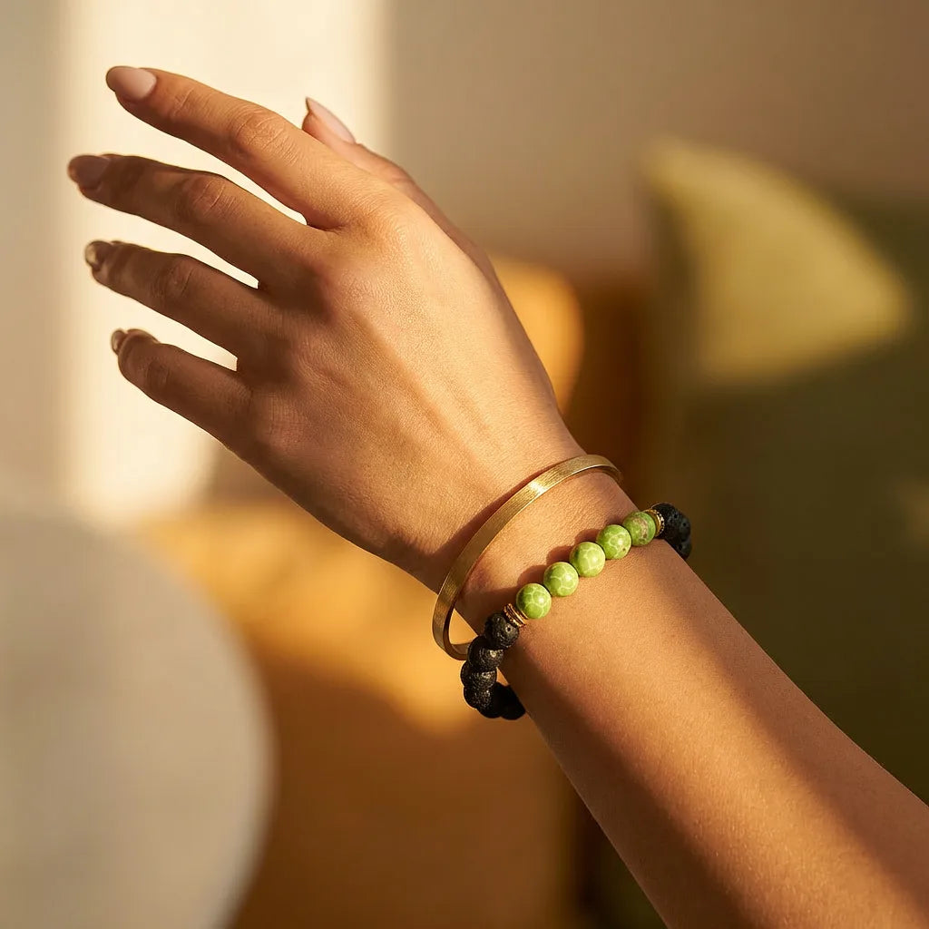 Green Aventurine Lava Stone Bracelet - 8mm — view 2