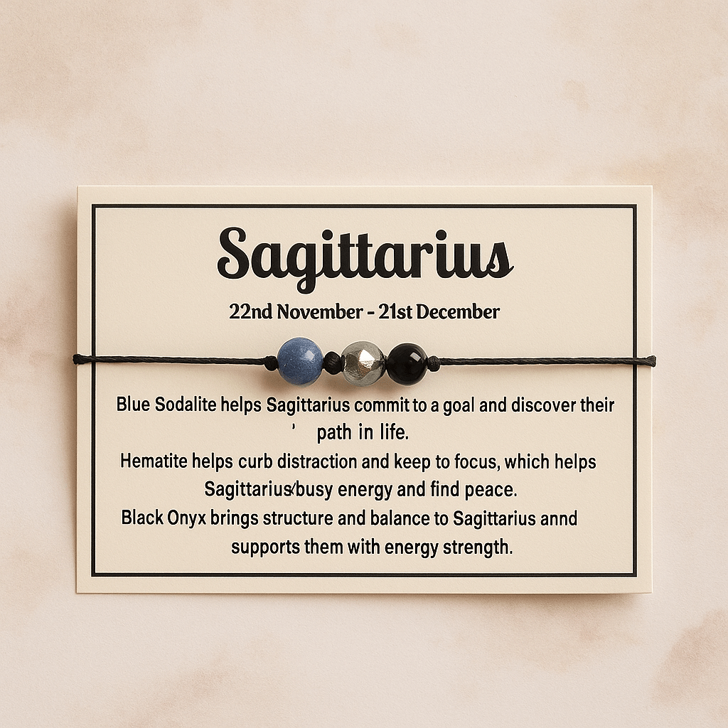 Zodiac crystal bracelet with lava stone beads - alternate view - Aroma Paradise
