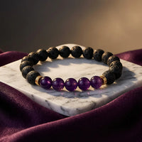Amethyst Lava Stone Bracelet - 8mm