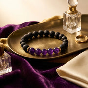 Amethyst Lava Stone Bracelet - 8mm — view 3