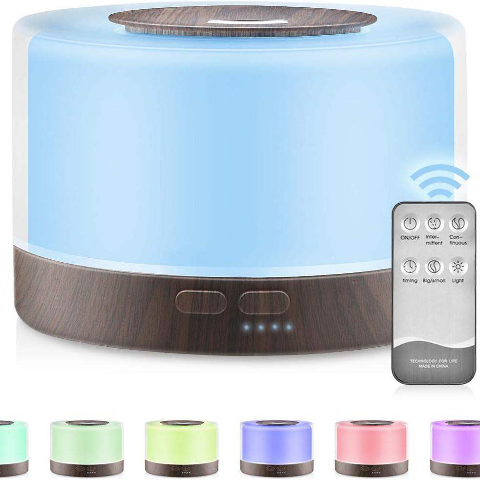 Wood Multi-Color Bluetooth Essential Oil Scent Diffuser Humidifier - 500ml - Dark Wood