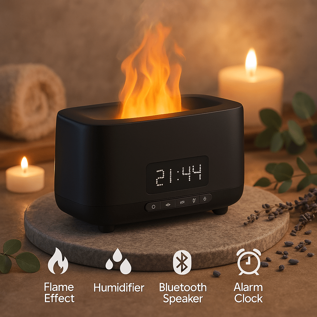 Flame with Himalayan Salt Top Essential Oil Scent Diffuser Humidifier ...