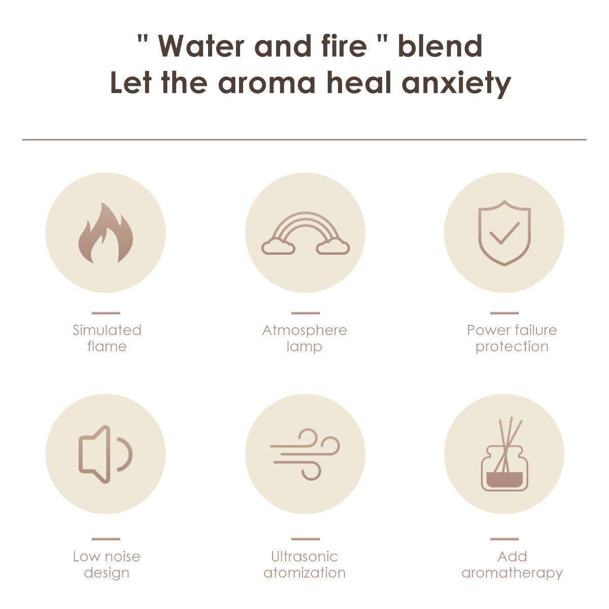 Warm Flame Cup Essential Oil Scent Diffuser Humidifier - Black