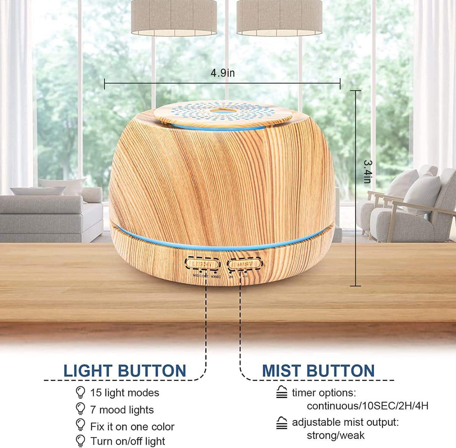 Wood Round Essential Oil Scent Diffuser Humidifier - Light Wood