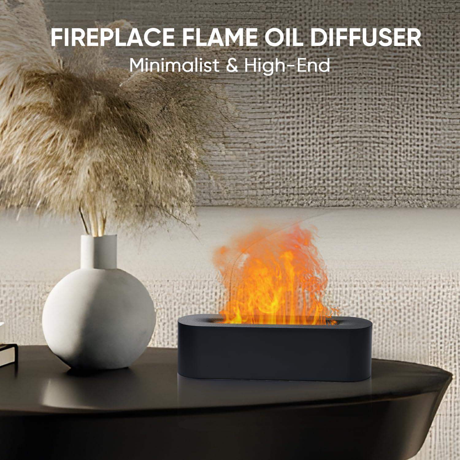 Sleek Warm Flame Essential Oil Scent Diffuser Humidifier - Black
