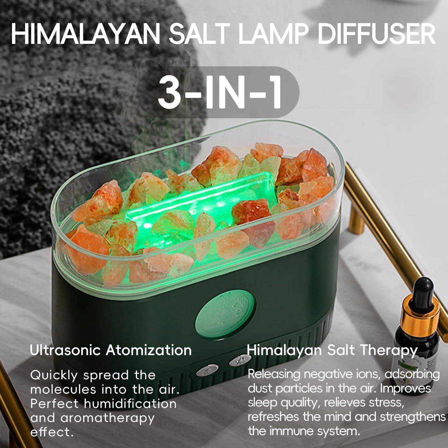 Flame with Himalayan Salt Top Essential Oil Scent Diffuser Humidifier - Black