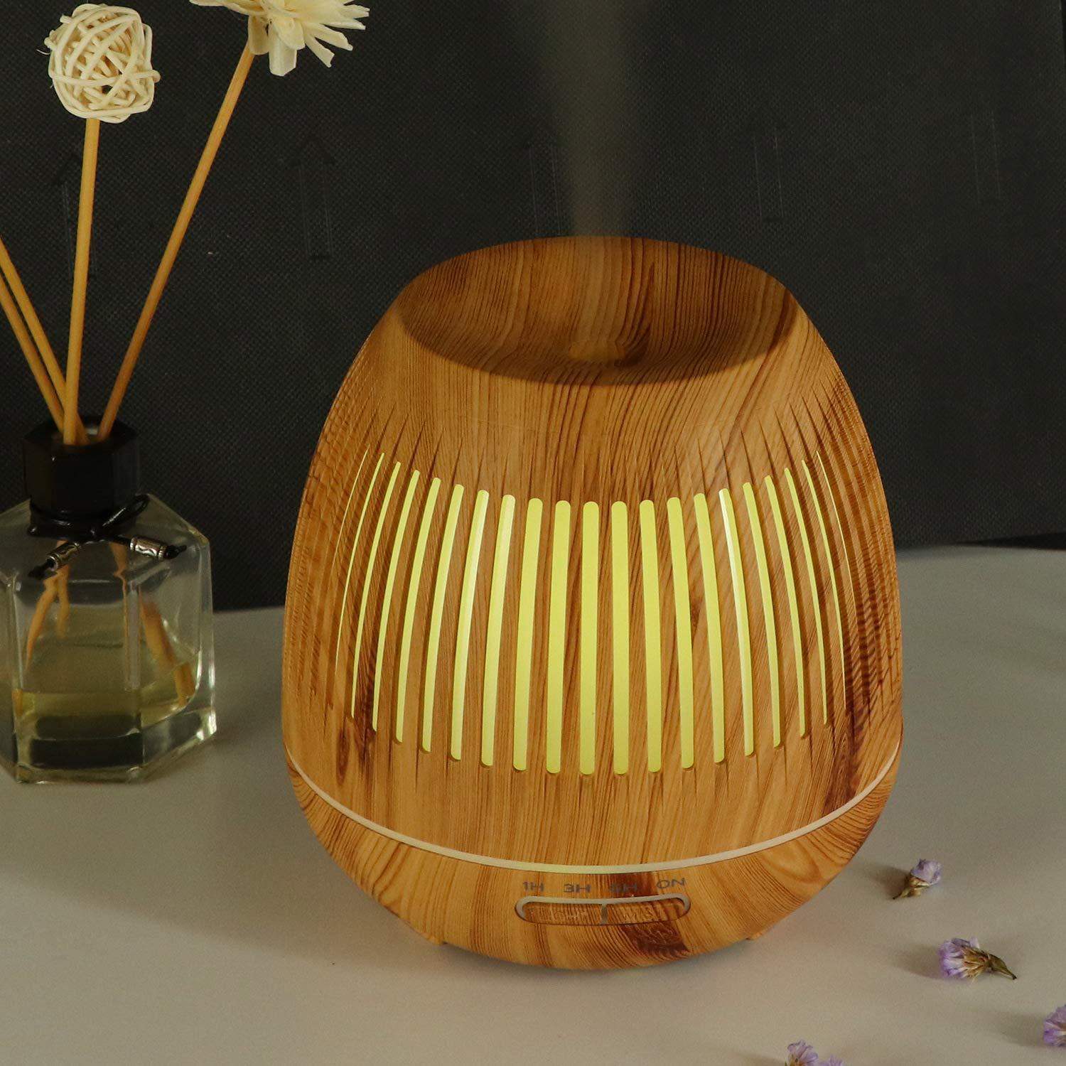 Wood Net Drum Essential Oil Scent Diffuser Humidifier - Dark Wood