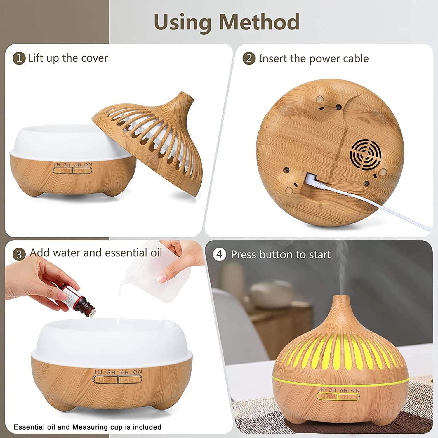 Wood Net Pot Essential Oil Scent Diffuser Humidifier - Light Wood
