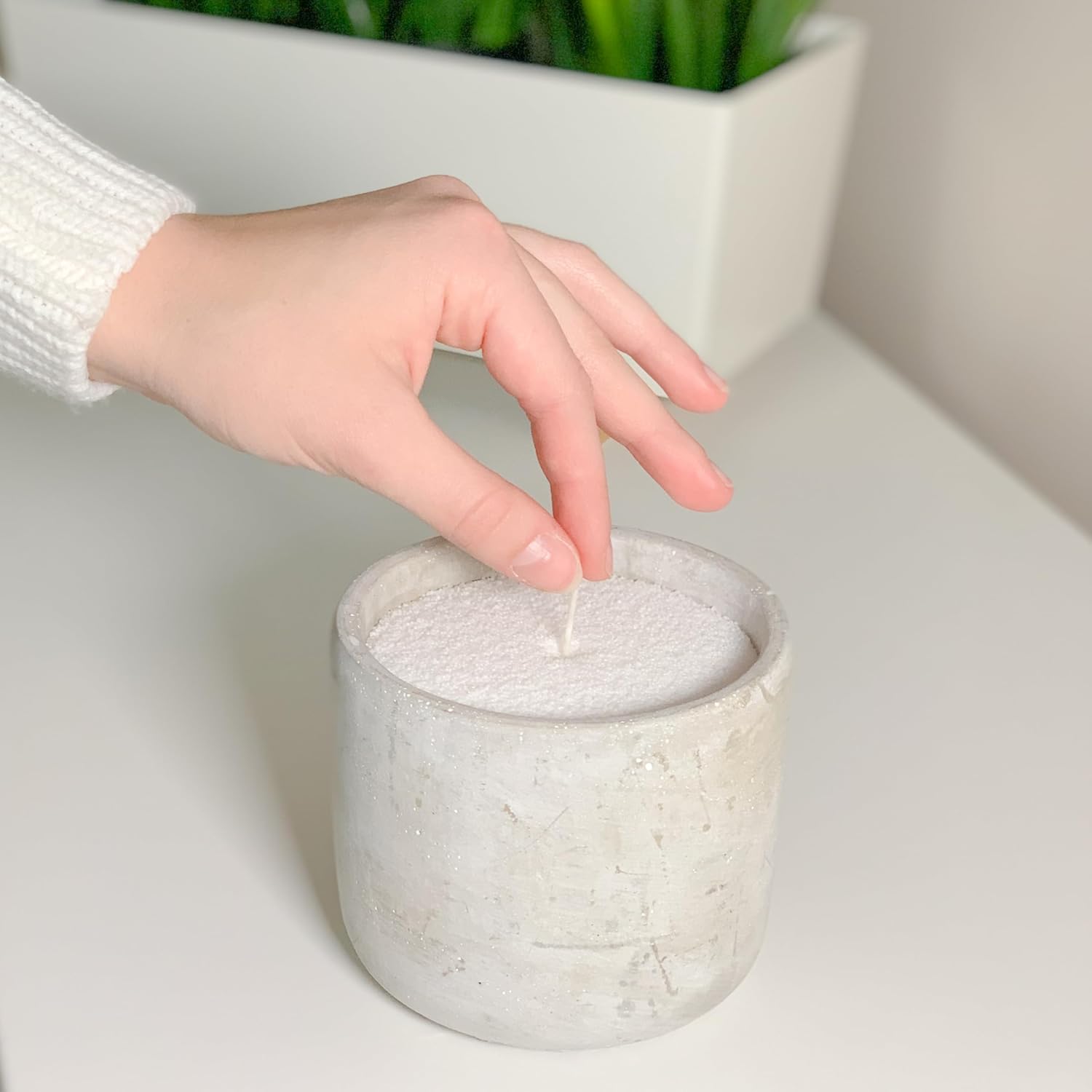 Cotton wick refill close-up for pearled sand wax candles