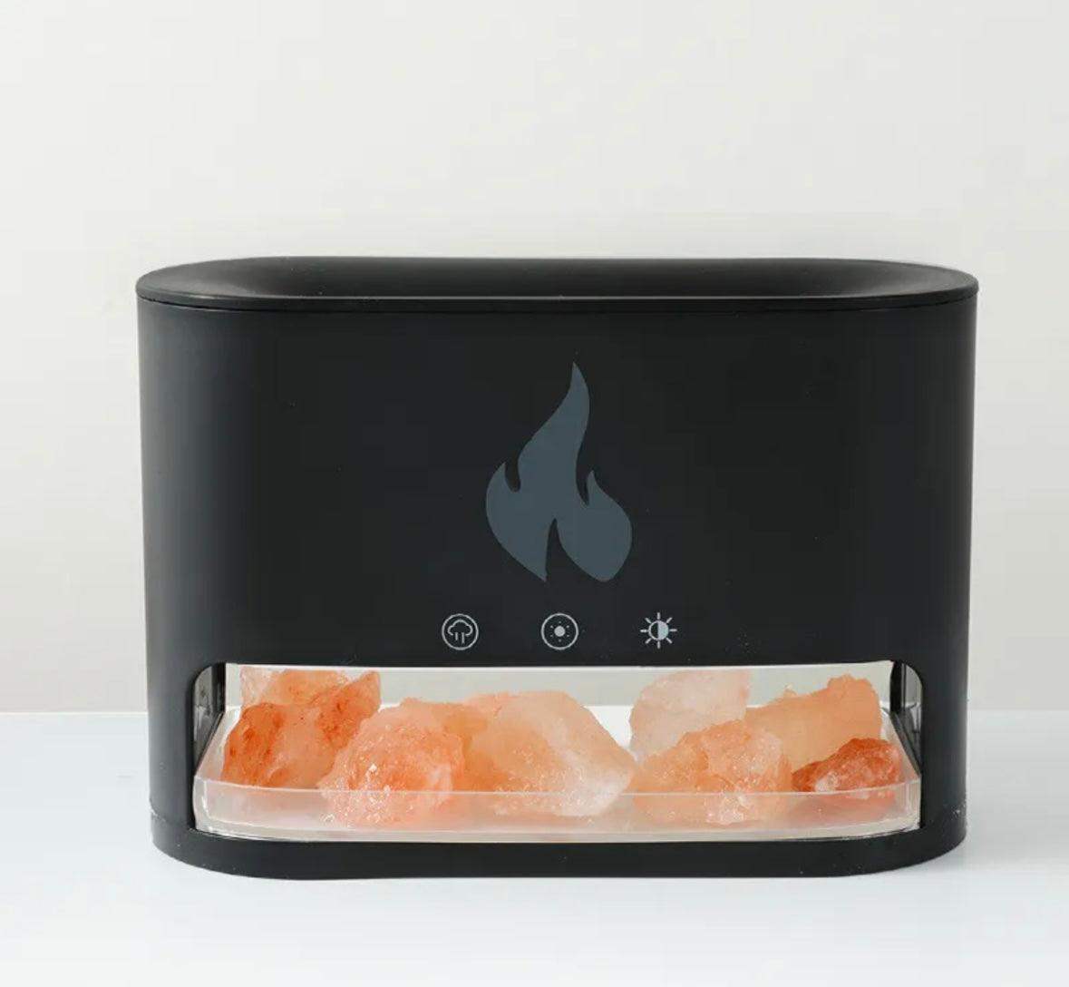 Himalayan Salt Flame Essential Oil Scent Diffuser Humidifier 2024 - Black