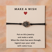 Make A Wish Bracelet - Lotus Flower - Black - crystal wish bracelet - Aroma Paradise