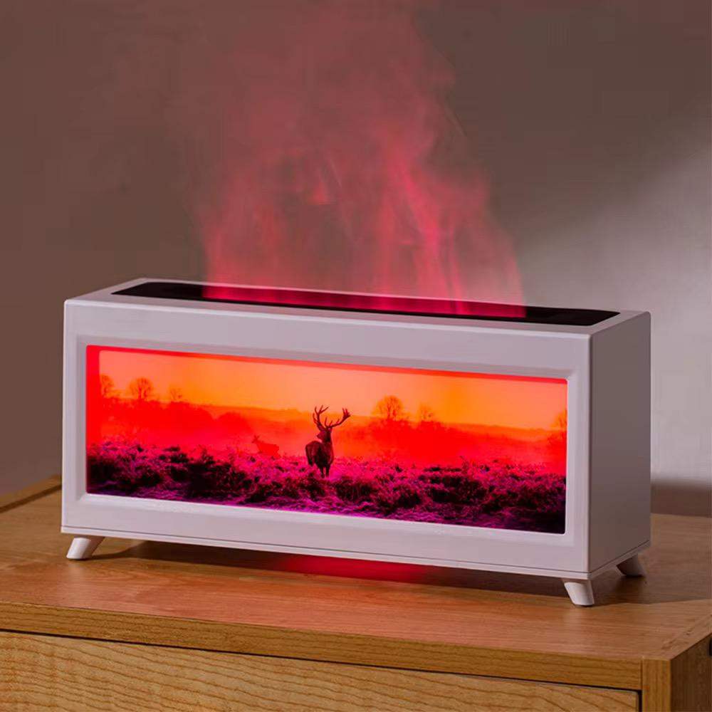 Sunset Warm Flame Essential Oil Scent Diffuser Humidifier - White
