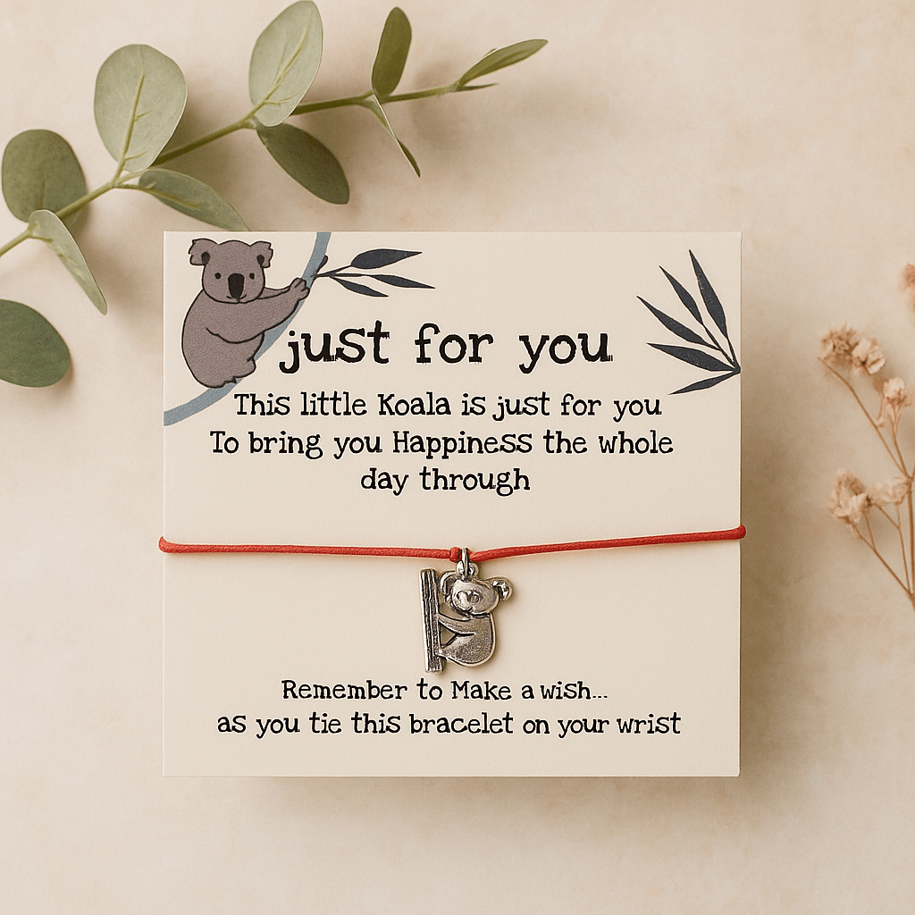 Make a wish Bracelet - Just For You - Big Red Koala Bear - crystal wish bracelet - Aroma Paradise