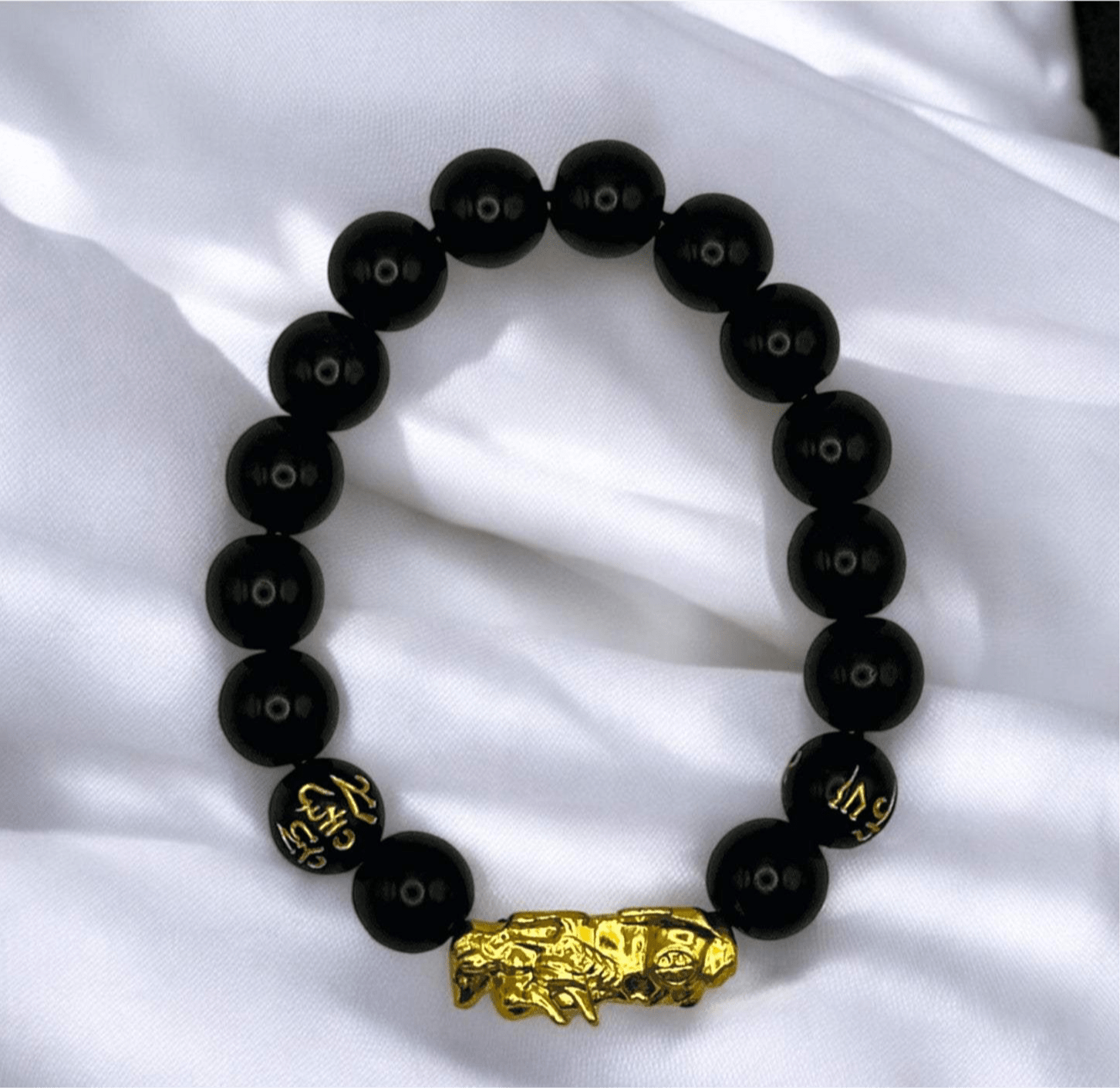 Black Obsidian Wealth Bracelet with Dragon for Prosperity and Power - crystal power bracelet - image 7 - Aroma Paradise