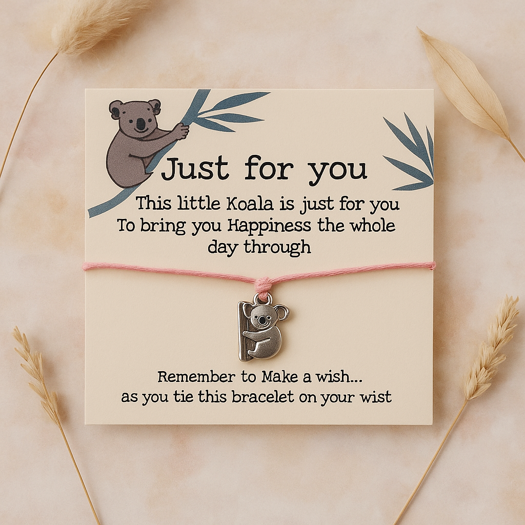 Make a wish Bracelet - Just For You - Big Pink Koala Bear