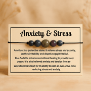 Gemstone Bracelet Collection for Luck, Protection, Anxiety, Stress, Calm & Love - crystal lava stone bracelet - detail view - Aroma Paradise