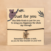 Make a wish Bracelet - Just For You - Big Black Koala Bear - crystal wish bracelet - Aroma Paradise