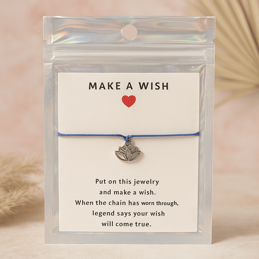 Make A Wish Bracelet - Lotus Flower - Navy Blue - crystal wish bracelet - Aroma Paradise