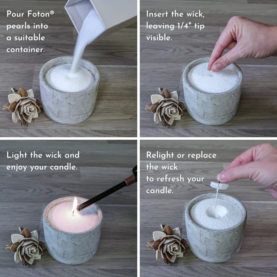 Close-up of pearled sand candle wax