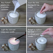 Close-up of pearled sand candle wax