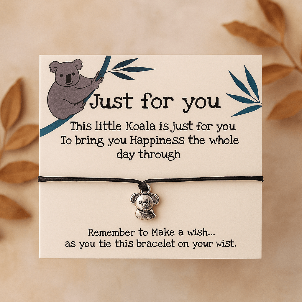 Make a Wish Bracelet - Just For You - Koala Bear Charm - crystal wish bracelet - Aroma Paradise