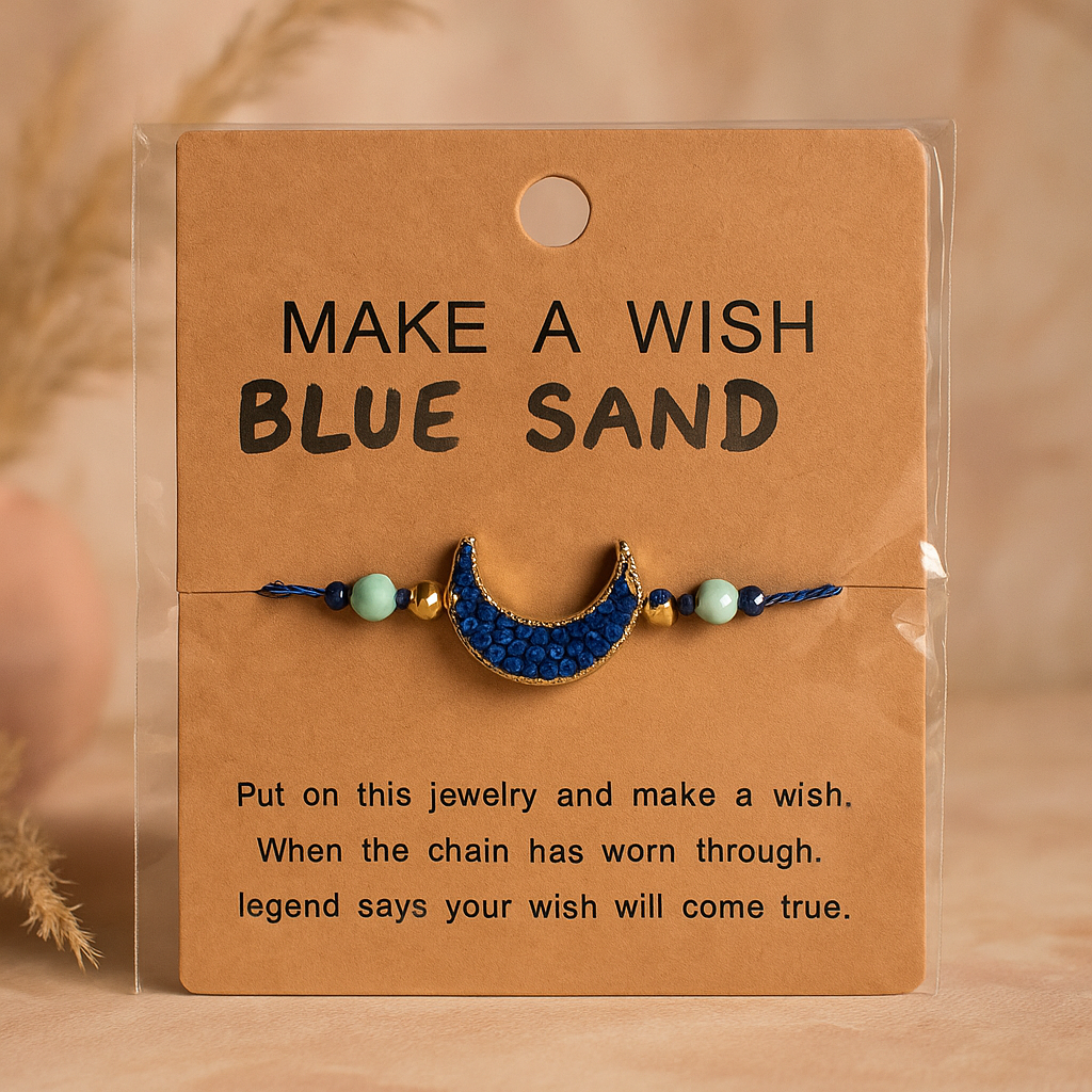 Make A Wish Stone Bracelet - Moon - Blue Sand