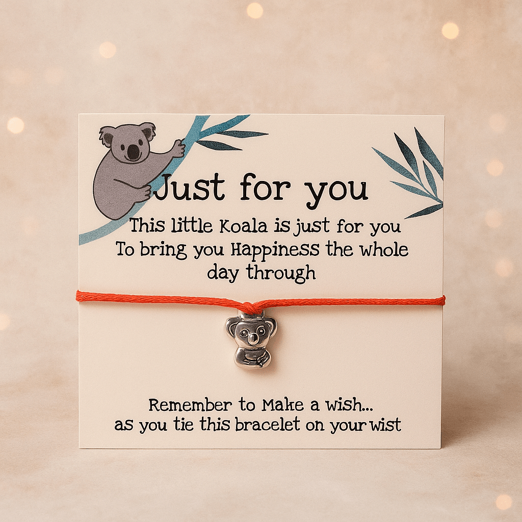Make a wish Bracelet - Just For You - Red Koala Bear - crystal wish bracelet - Aroma Paradise