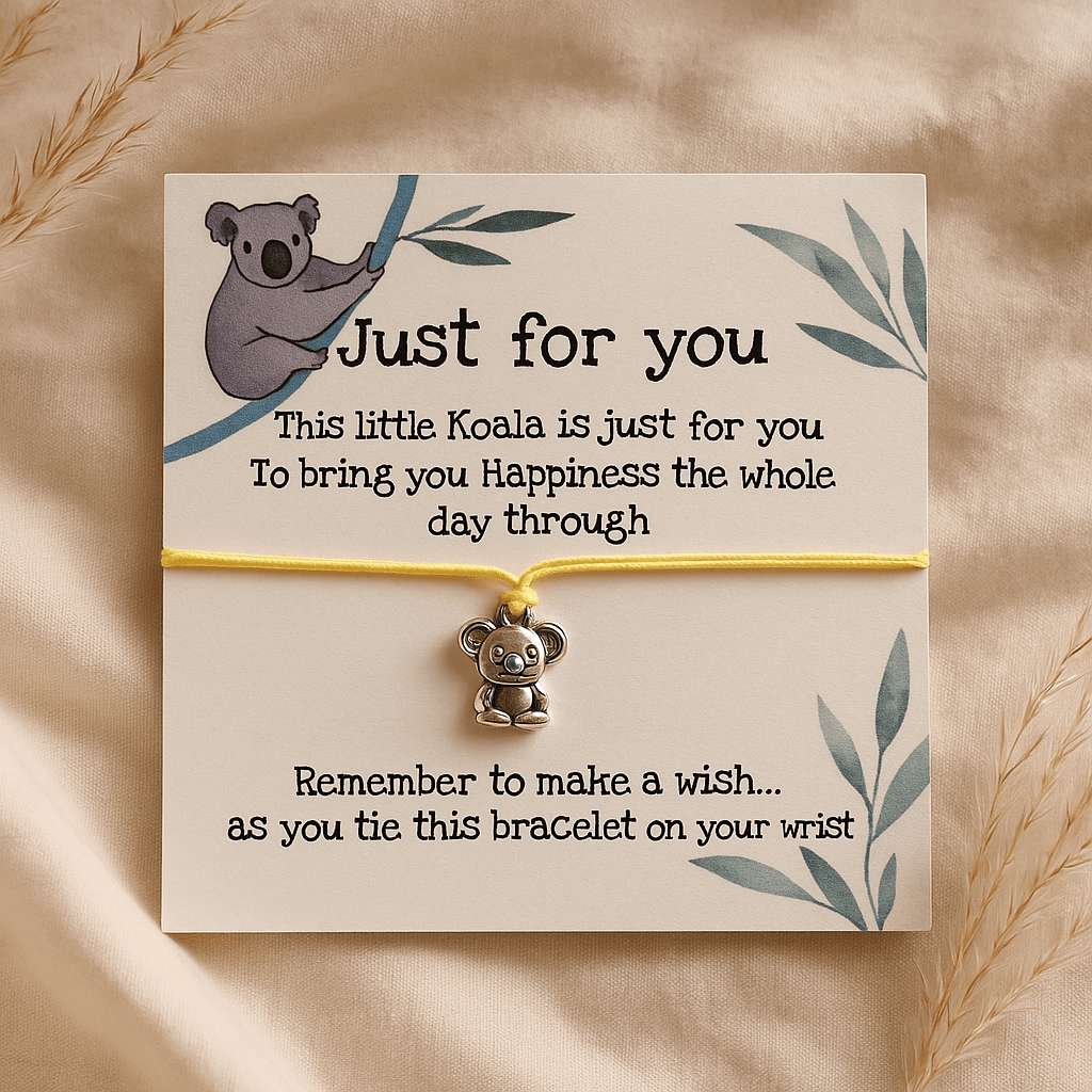 Make a wish Bracelet - Just For You - Yellow Koala Bear - crystal wish bracelet - Aroma Paradise