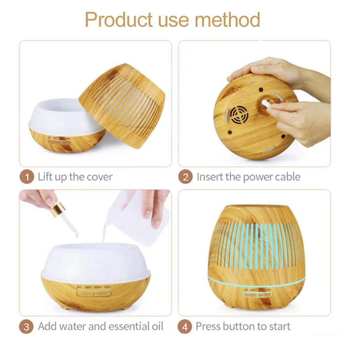 Wood Net Drum Essential Oil Scent Diffuser Humidifier - Dark Wood