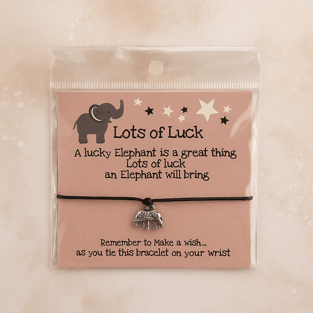Make a wish Bracelet - Elephant  - Lots of Luck - crystal wish bracelet - Aroma Paradise