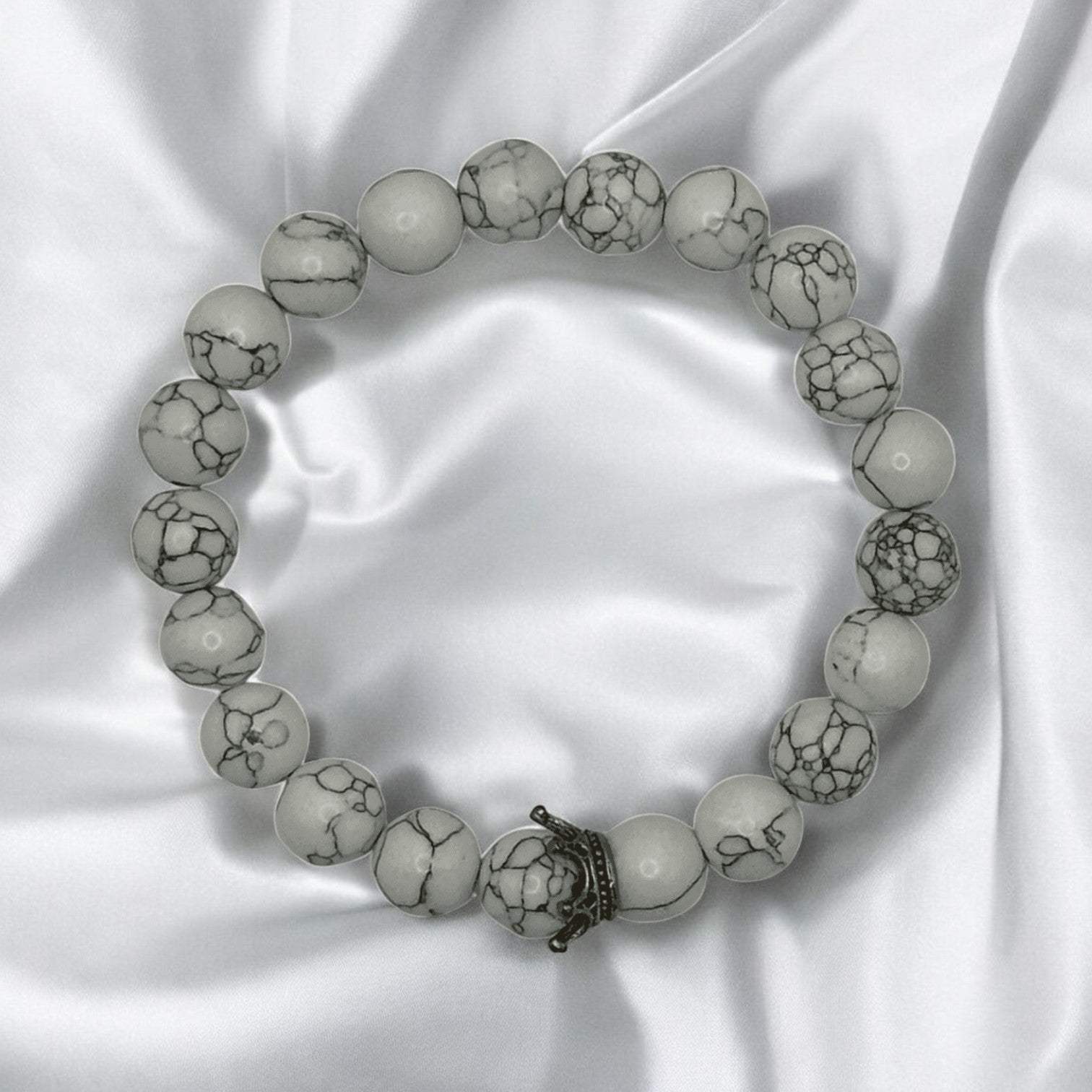 Crown Bracelet With Howlite - 10mm - Default Title