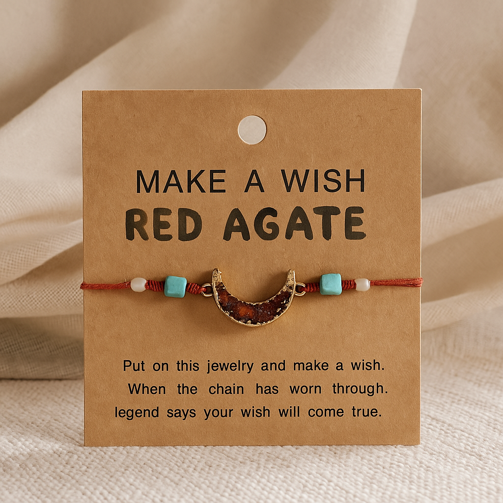 Make A Wish Stone Bracelet - Moon - Red Agate