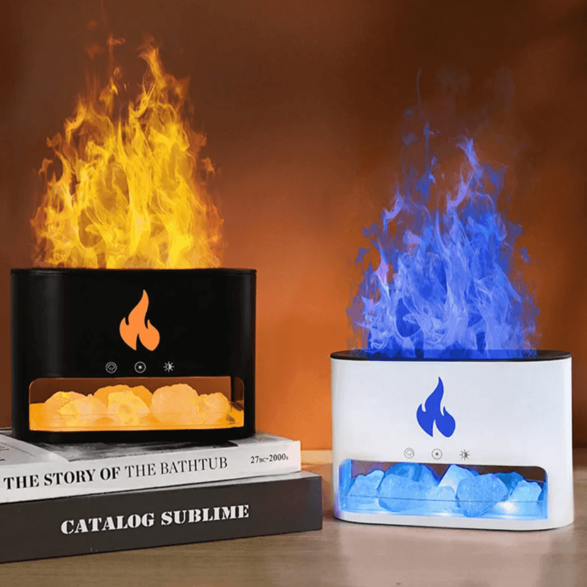 Himalayan Salt Flame Essential Oil Scent Diffuser Humidifier 2024 - Black
