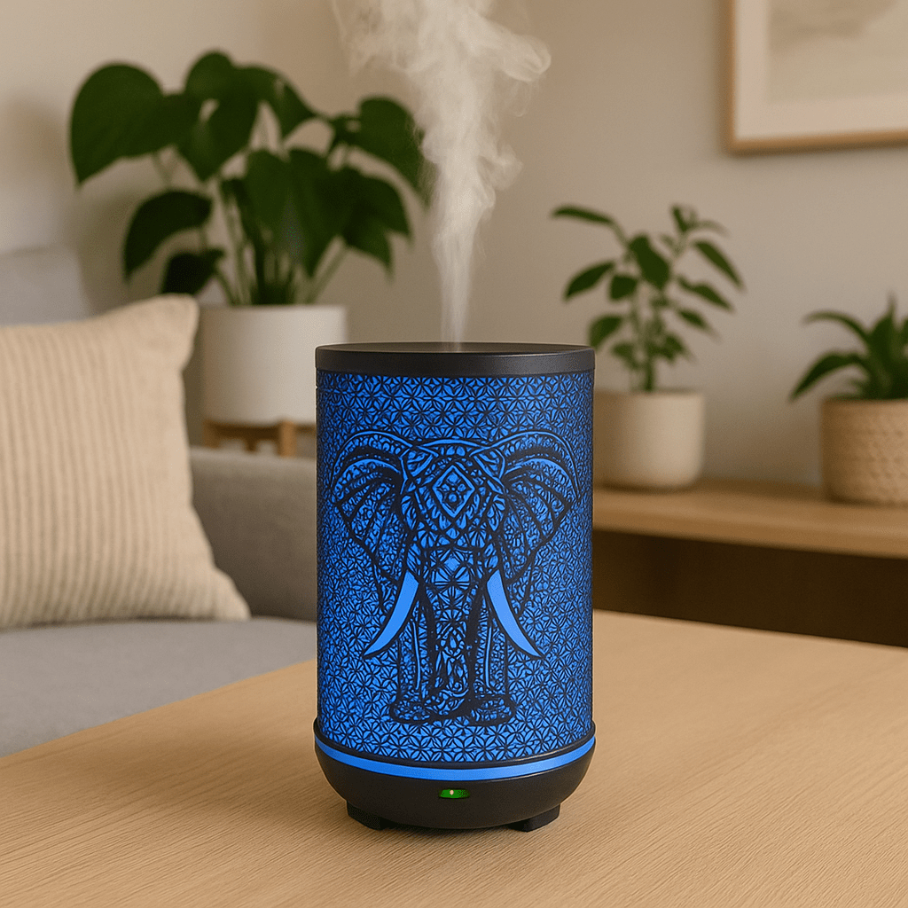 Elephant - Large Capacity Metal Ultrasonic Essential Oil Diffuser & Cool Mist Humidifier – LED Night Light, Auto Shut-Off & Whisper Quiet for Home & Office- 350 ml ultrasonic essential oil diffuser and humidifier - Aroma Paradise