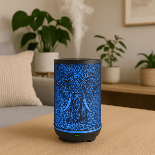 Elephant - Large Capacity Metal Ultrasonic Essential Oil Diffuser & Cool Mist Humidifier – LED Night Light, Auto Shut-Off & Whisper Quiet for Home & Office- 350 ml